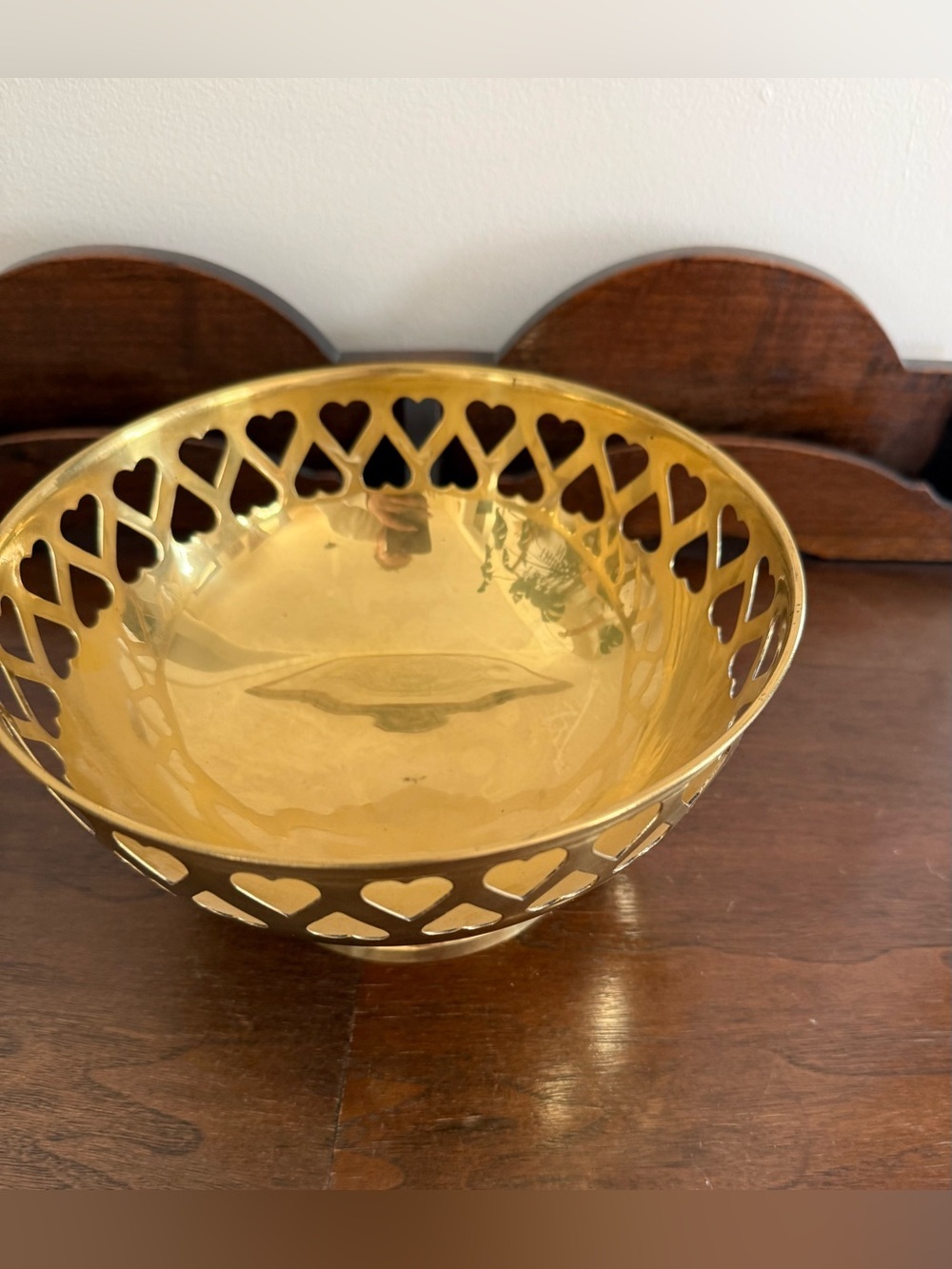 Vintage Hampton Brass Pedestal Heart Rim Bowl Made In India - Picture 2 of 7